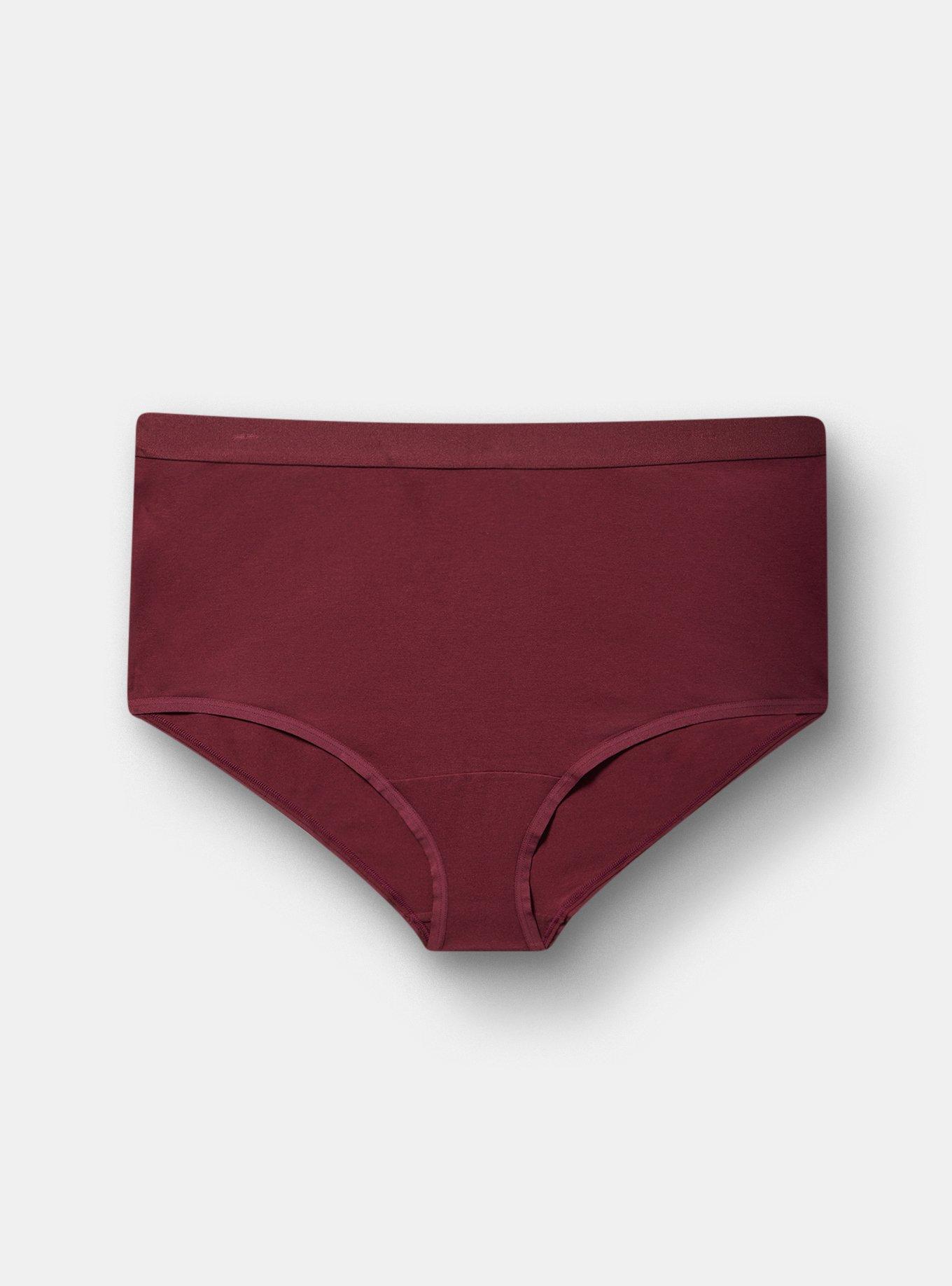Cotton Mid-Rise Brief Panty, MON CHERI BURGUNDY, alternate
