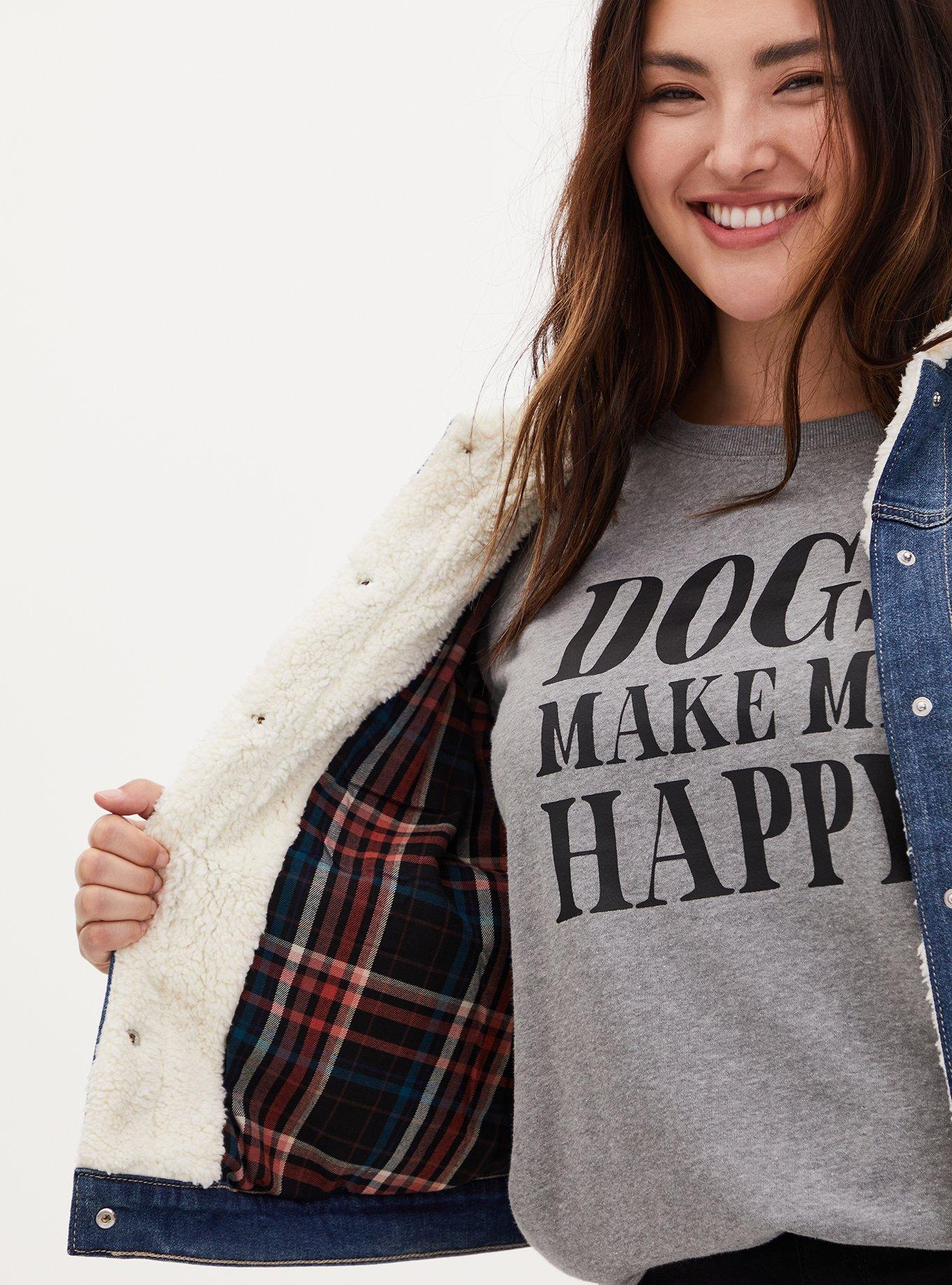 Denim Faux Fur Trim Trucker Jacket - Medium Wash, MEDIUM WASH, alternate