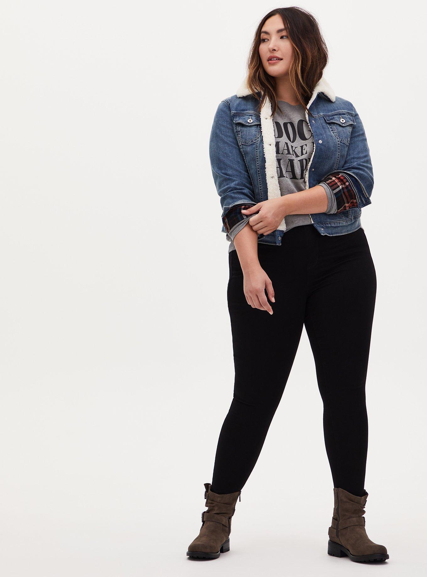 Denim Faux Fur Trim Trucker Jacket - Medium Wash, MEDIUM WASH, alternate