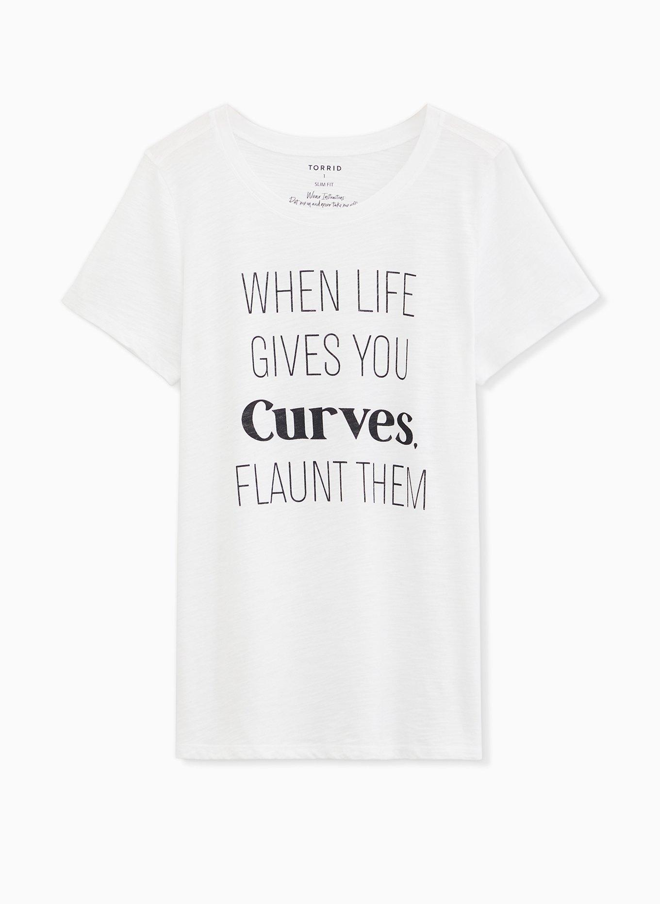 When Life Gives You Curves Slim Fit Crew Tee - Slub White, , hi-res