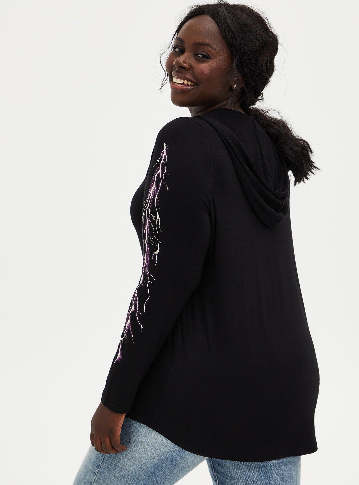 Super Soft Black Lightning Sleeve Hoodie, DEEP BLACK, alternate