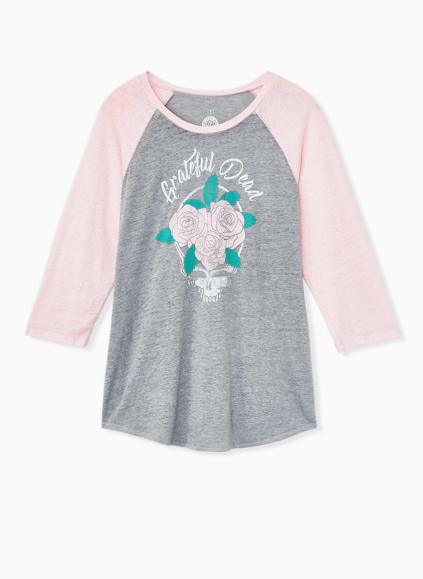 The Grateful Dead Skull Classic Fit Raglan Tee - Burnout Grey , , hi-res