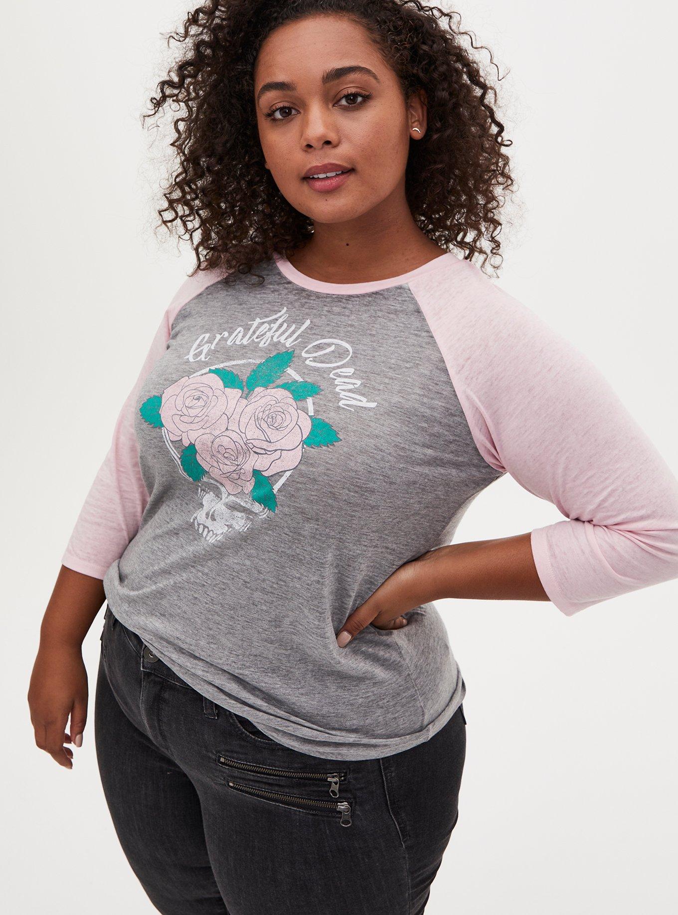 The Grateful Dead Skull Classic Fit Raglan Tee - Burnout Grey , , hi-res
