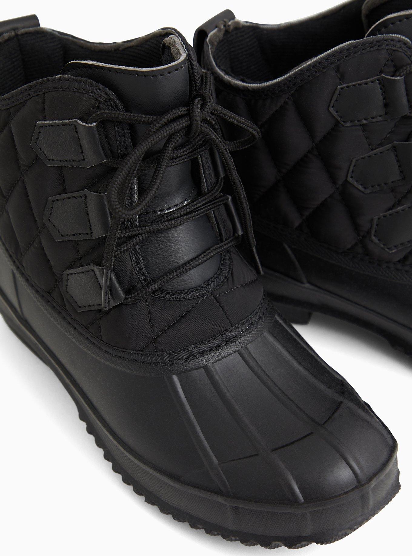 Black Quilted Nylon Duck Boot (WW), BLACK, alternate