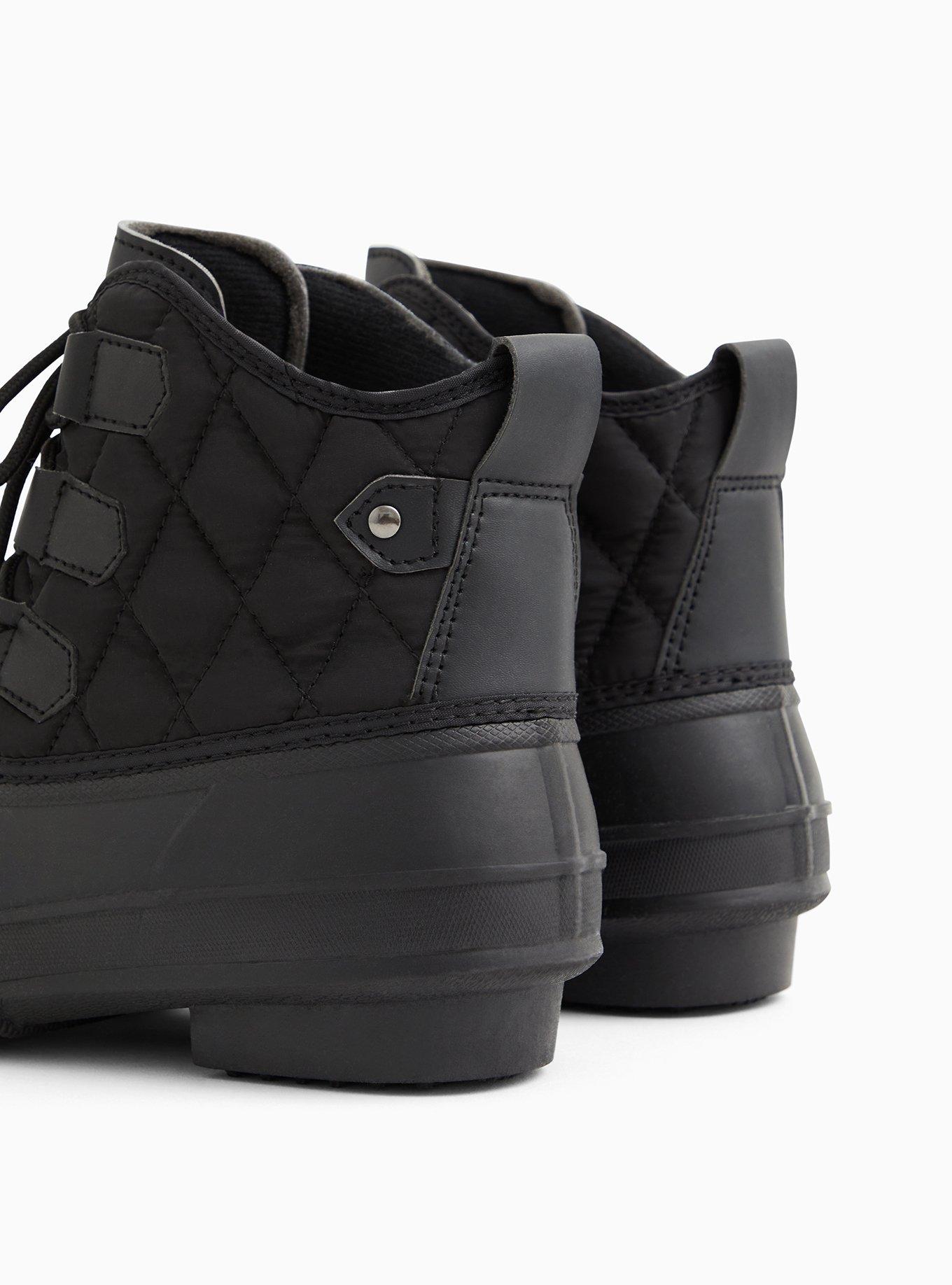 Black Quilted Nylon Duck Boot (WW), BLACK, alternate