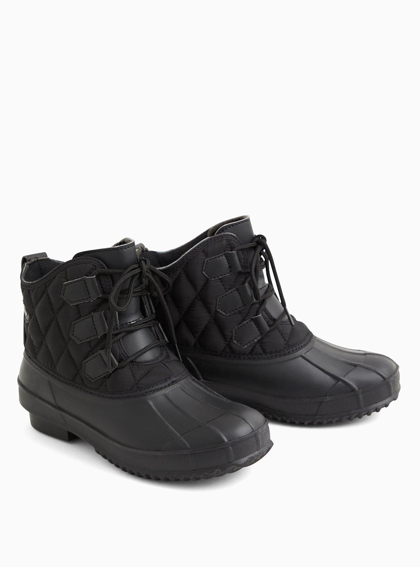 Black Quilted Nylon Duck Boot (WW), BLACK, alternate