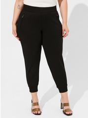 Relaxed Fit Jogger Lightweight Ponte Mid-Rise Pant, DEEP BLACK, alternate