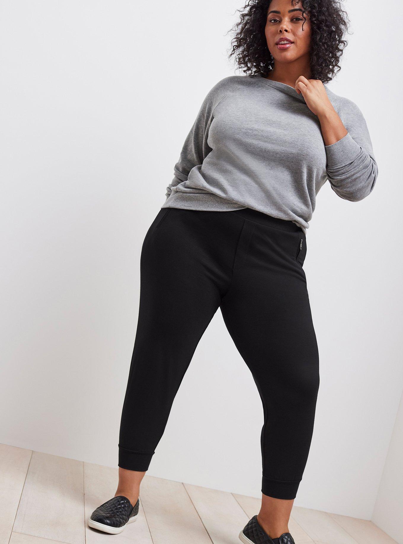 Plus Size - Relaxed Fit Jogger Lightweight Ponte Mid-Rise Pant