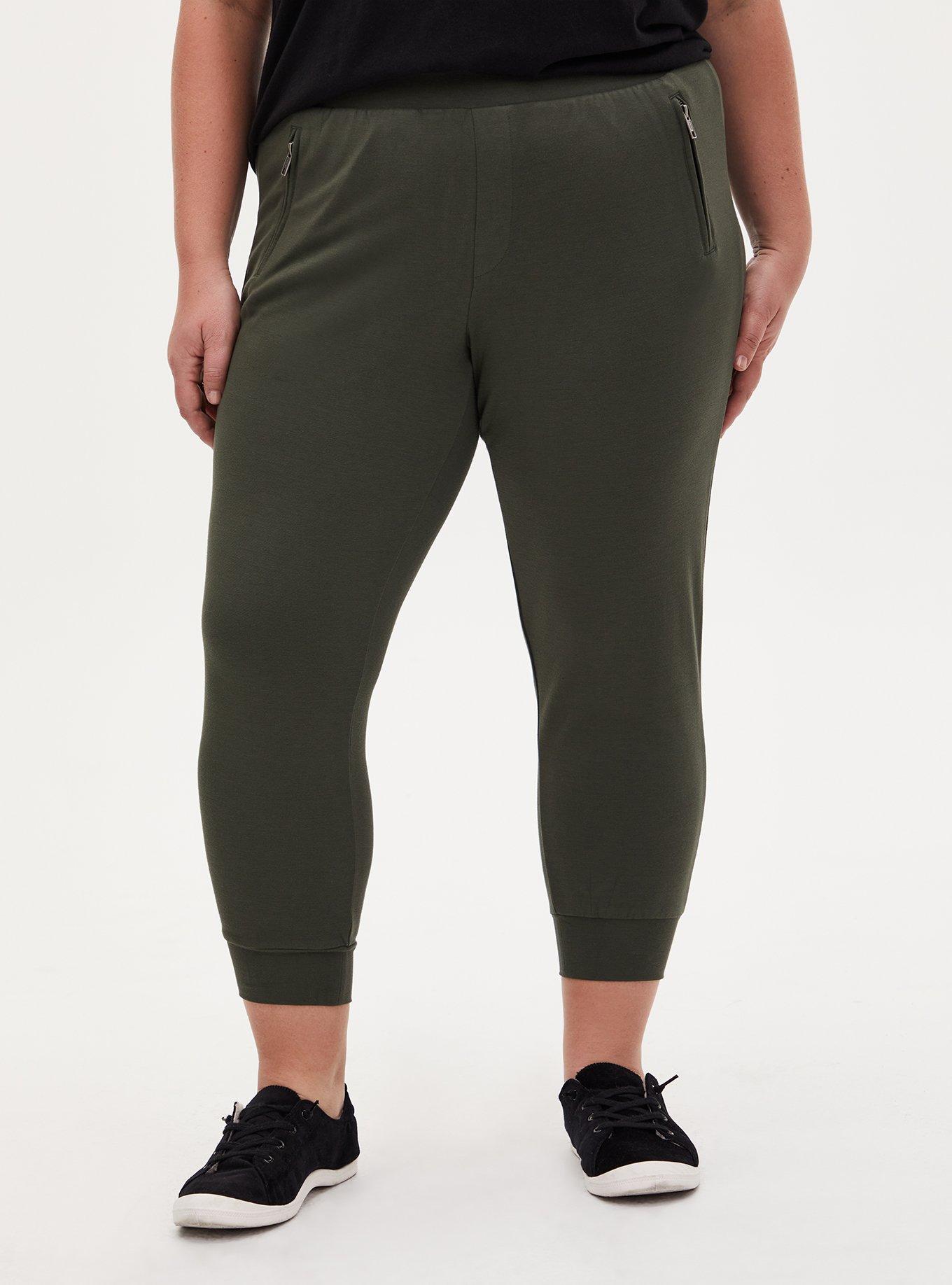 Plus Size - Relaxed Fit Jogger Lightweight Ponte Mid-Rise Pant