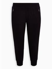 Relaxed Fit Jogger Lightweight Ponte Mid-Rise Pant, DARK BLACK, hi-res