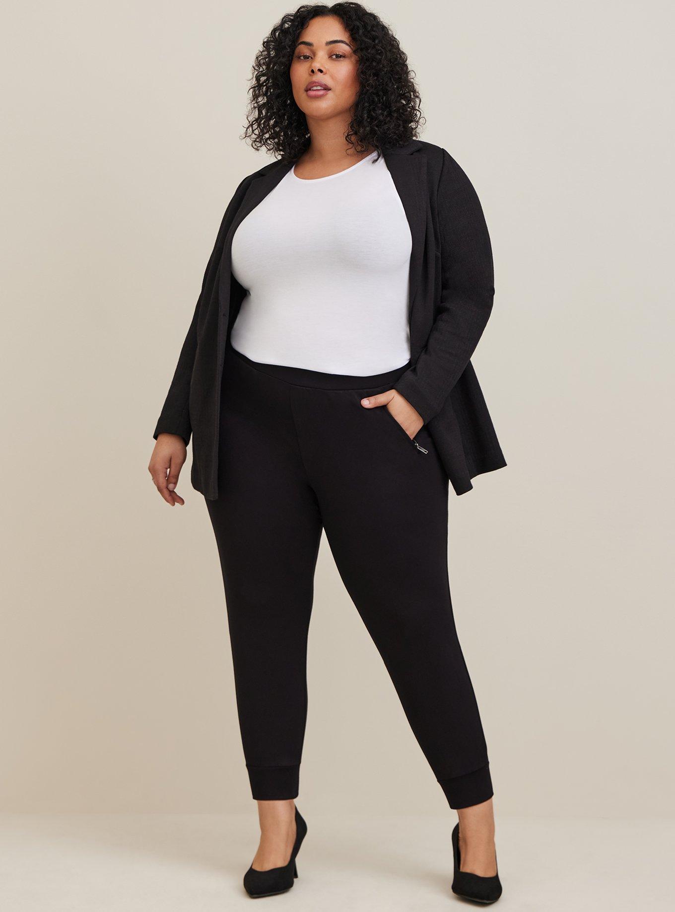 Plus Size - Relaxed Fit Jogger Lightweight Ponte Mid-Rise Pant