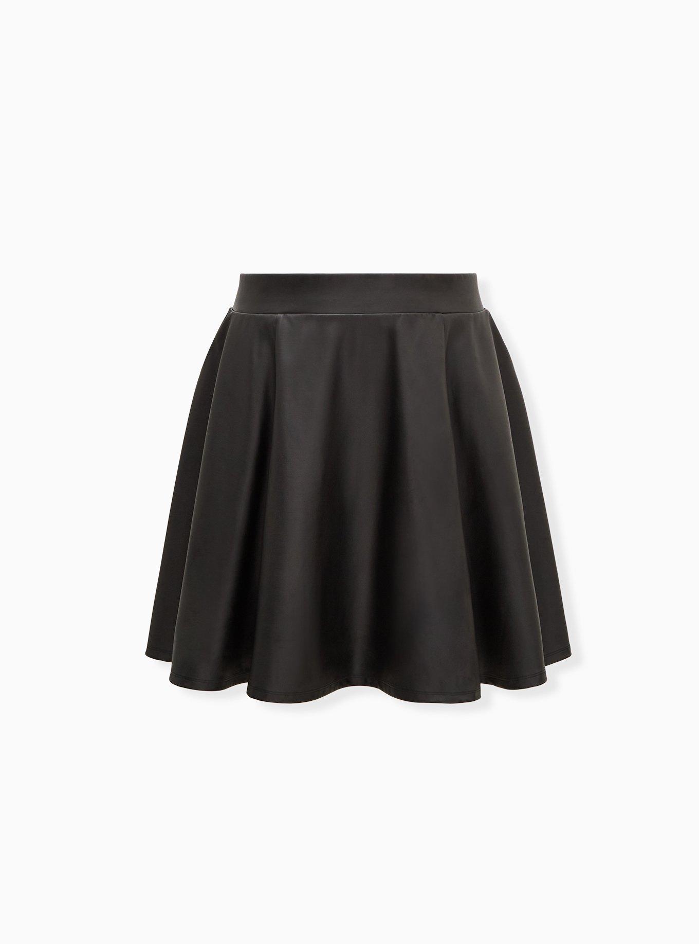 Plus Size - Black Coated Studio Luxe Ponte Skater Mini Skirt - Torrid