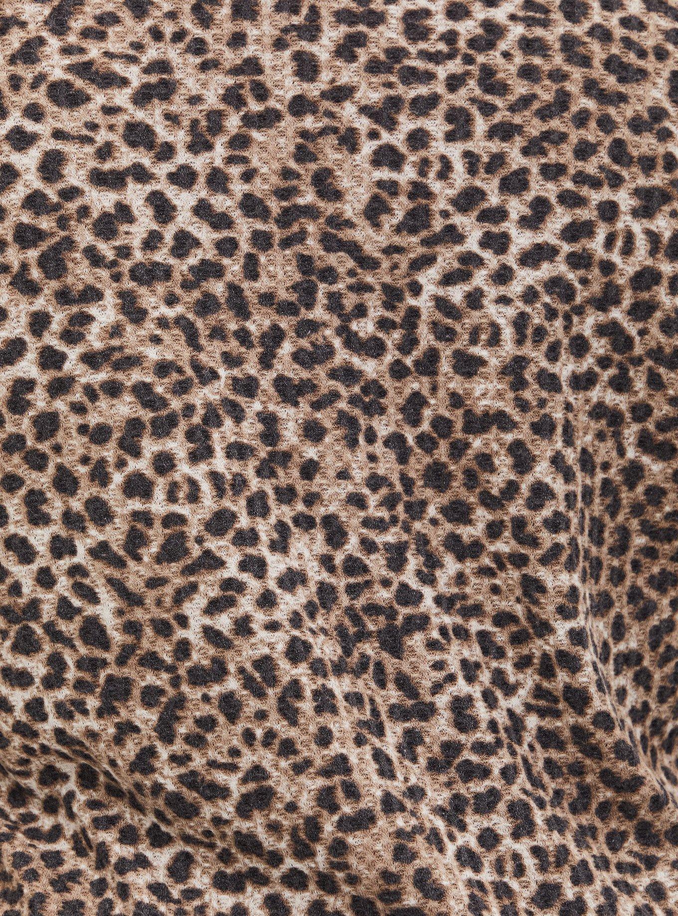 Waffle V-Neck Henley Raglan Long Sleeve Tee, LEOPARD, alternate