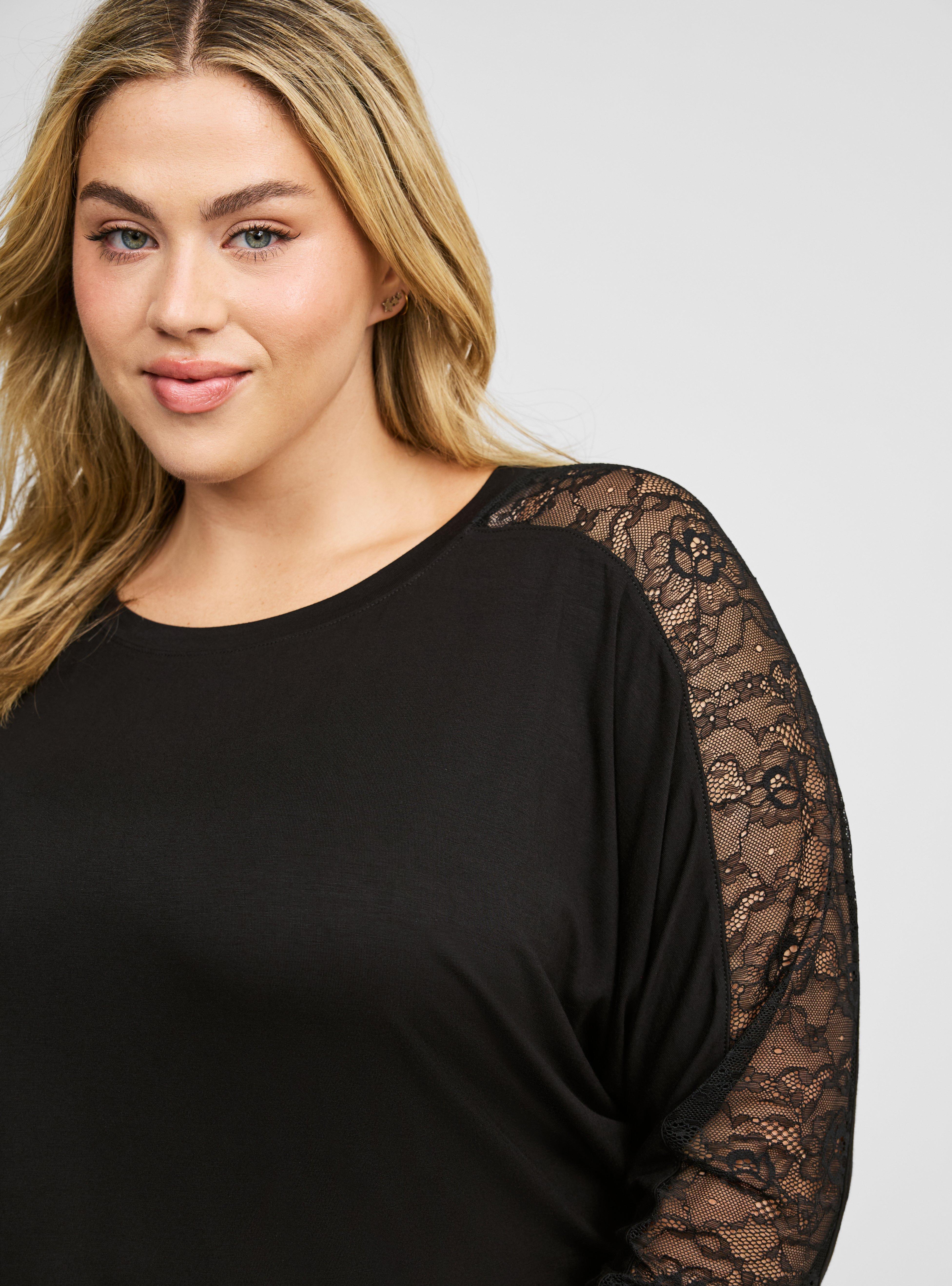 Super Soft Lace Inset Sleeve Dolman Top