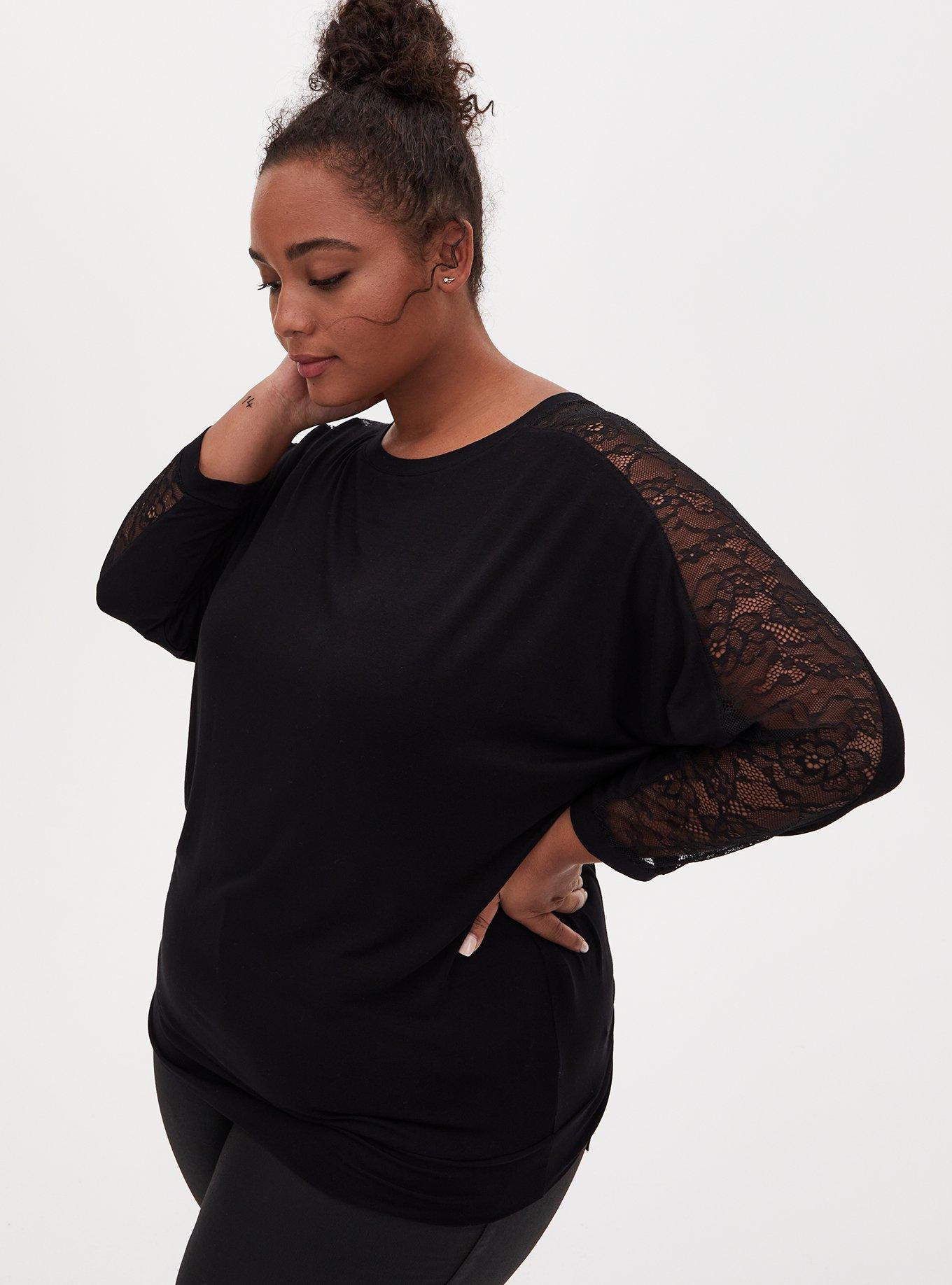 Plus Size - Jeggings - Black Wash with Lace Inset - Torrid