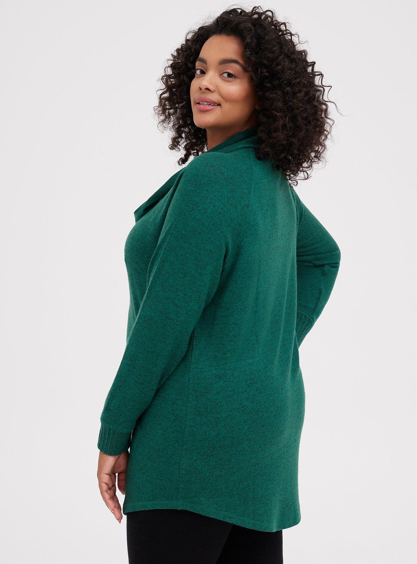 Plus Size - Super Soft Plush Cowl Neck Raglan Tunic Sweatshirt - Torrid