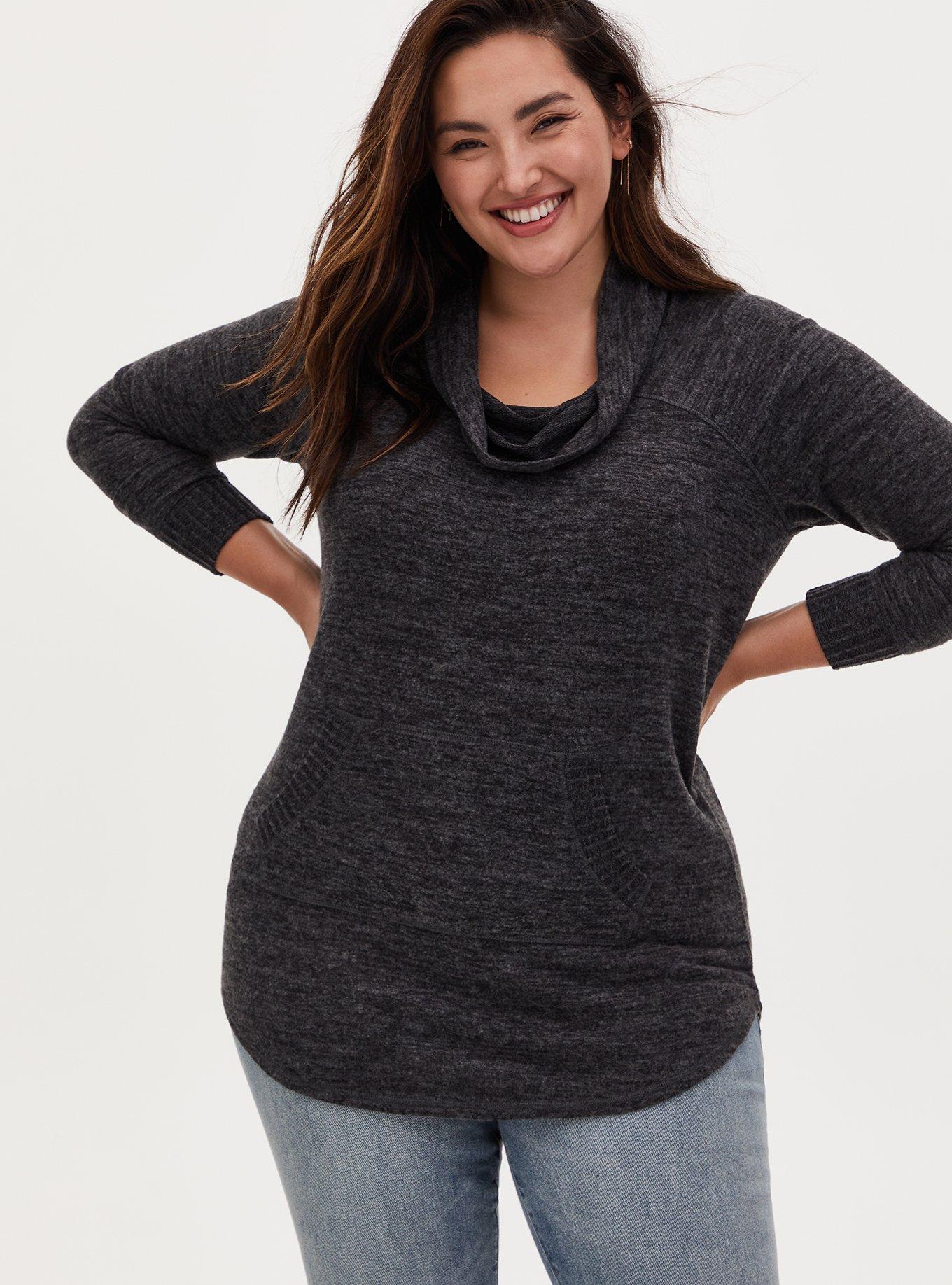 Black cowl neck tunic cheap sweater