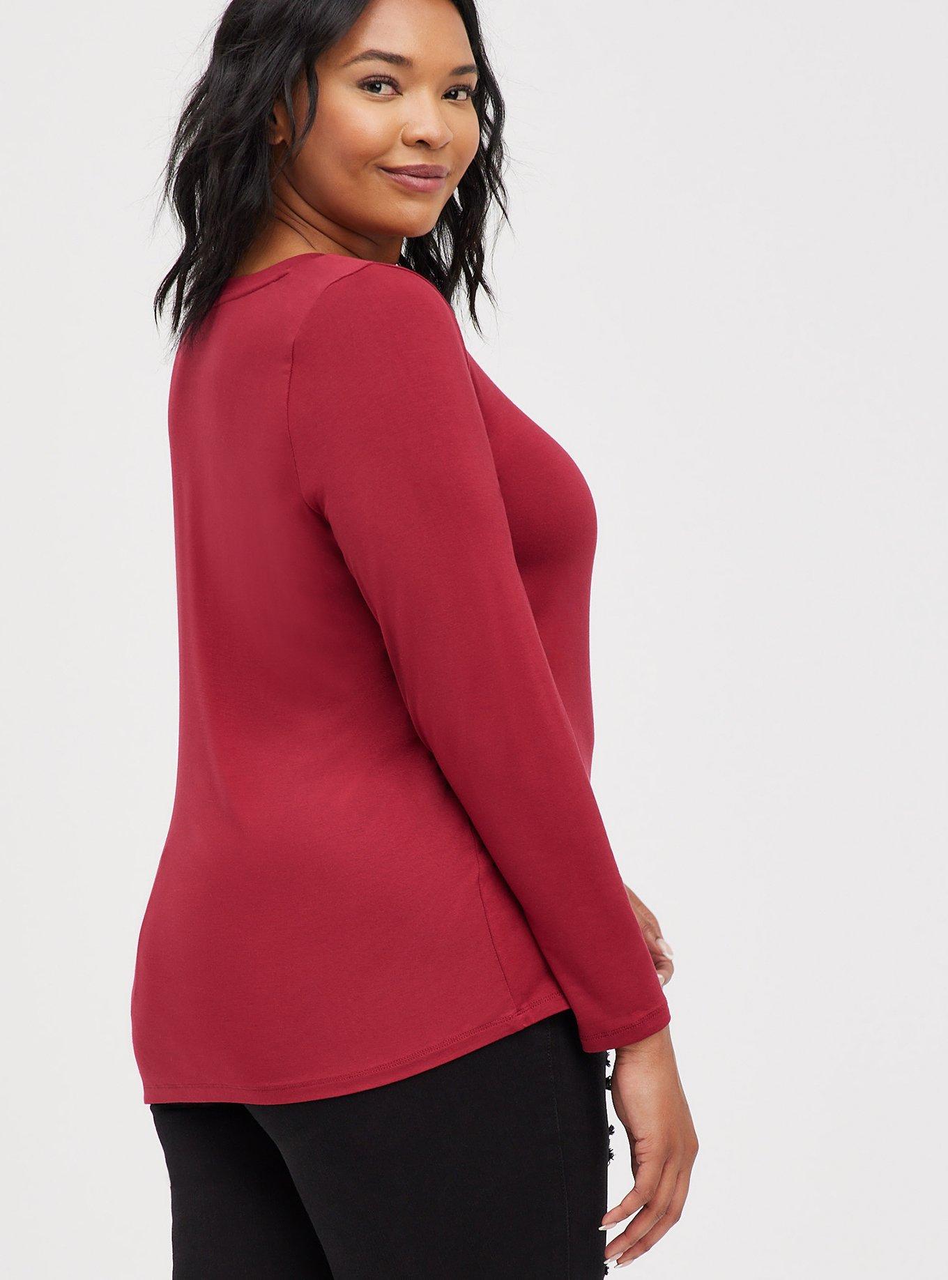 Torrid deals 0 Red V-Neck I Was Not Made to be Subtle Long Raglan Sleeve Tee