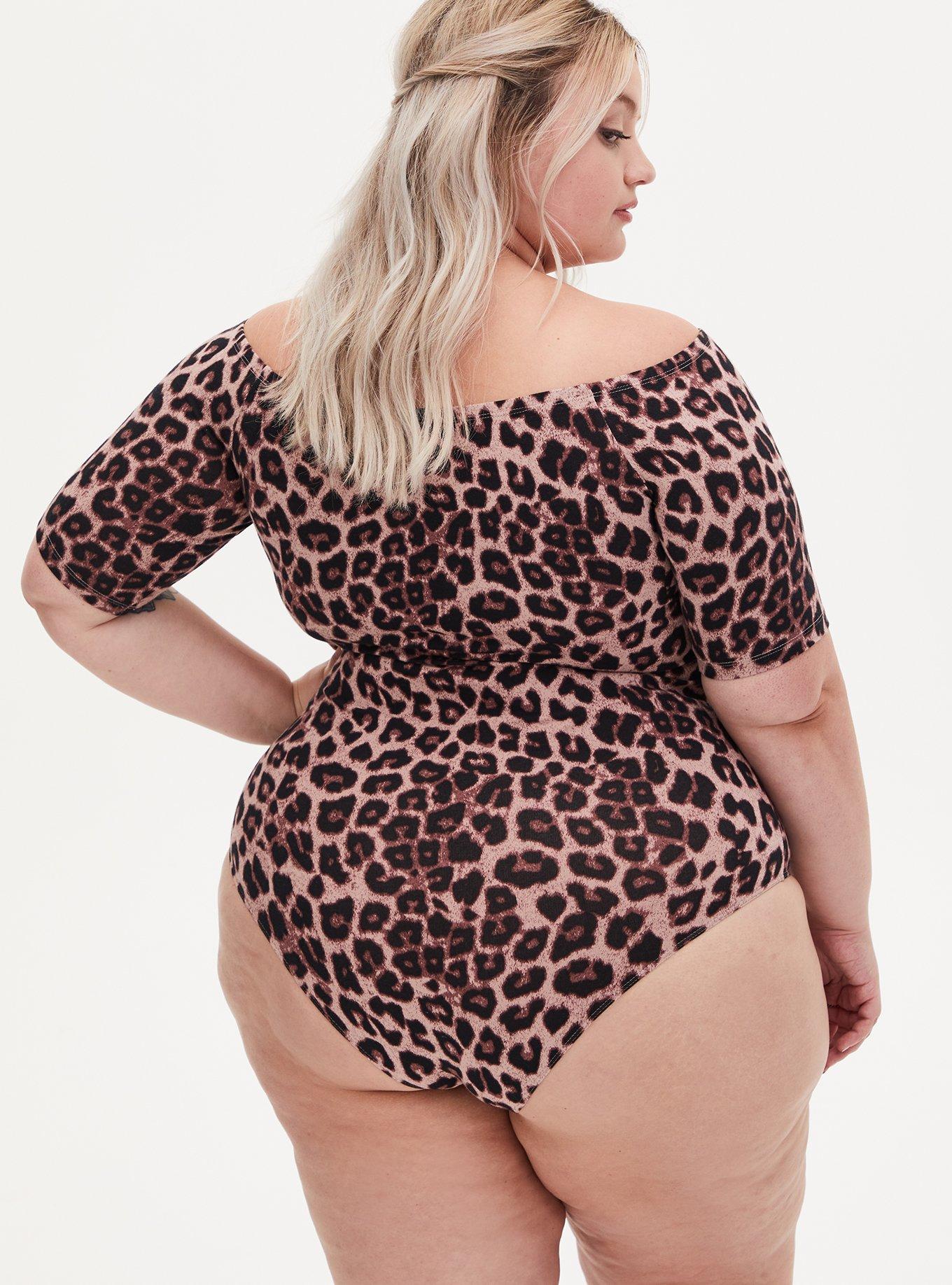 Foxy Off-Shoulder Bodysuit, LEOPARD, alternate