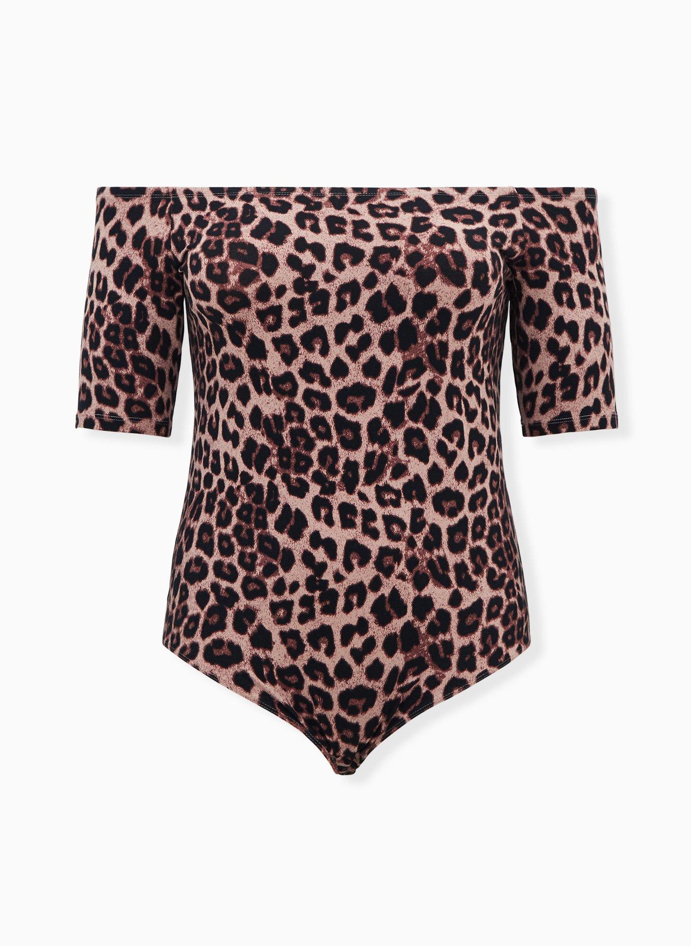 Foxy Off-Shoulder Bodysuit, LEOPARD, hi-res