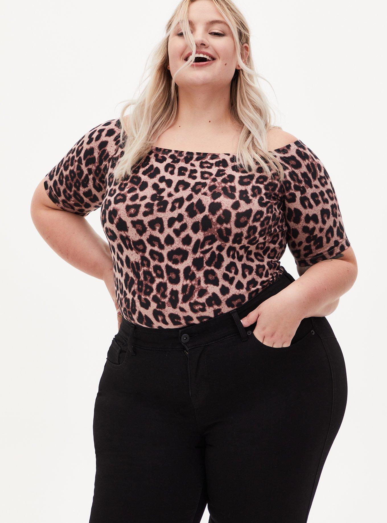 Foxy Off-Shoulder Bodysuit, LEOPARD, hi-res