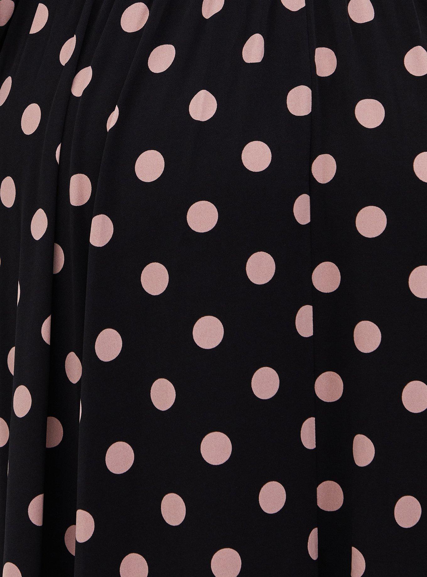 Black & Pink Polka Dot Studio Knit Smocked Midi Dress, BLACK DOT, alternate