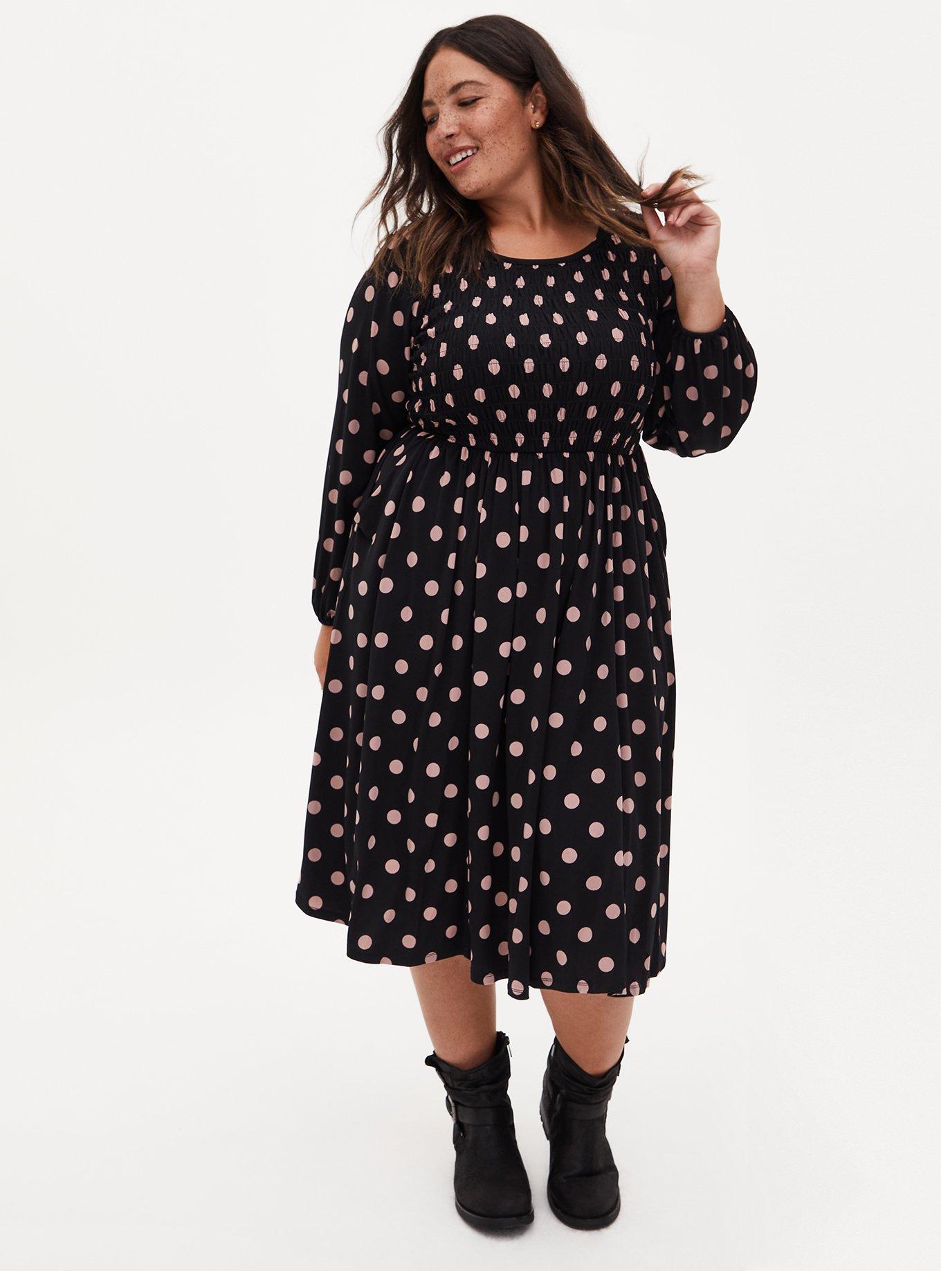 Torrid black shop polka dot dress