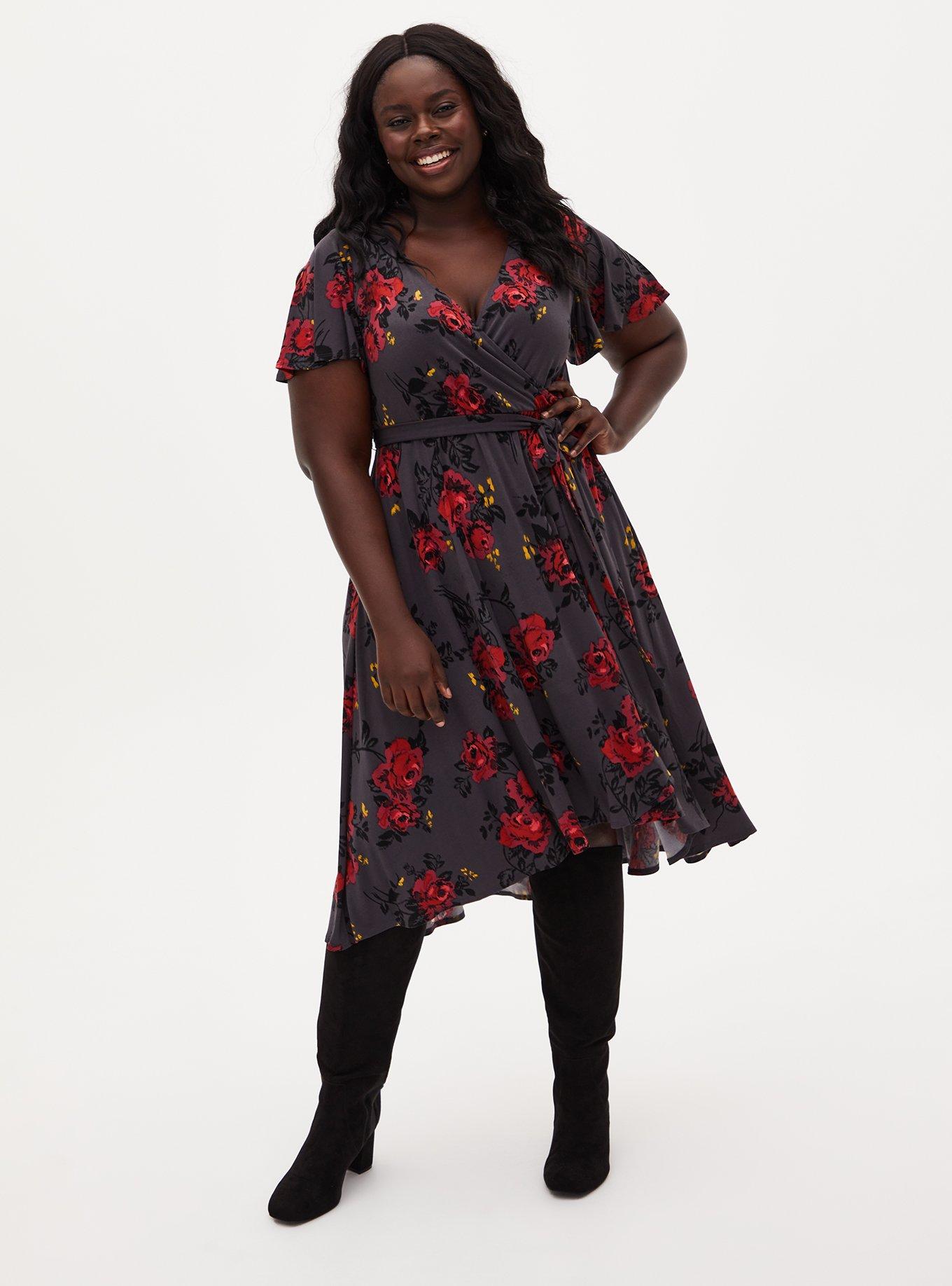 TORRID Multi-color Floral Print Wrap Dress - Dresses