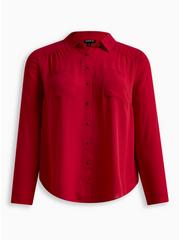 Madison Georgette Button-Up Long Sleeve Shirt, JESTER RED, hi-res