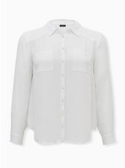 Plus Size Madison Georgette Button-Up Long Sleeve Shirt, BRIGHT WHITE, hi-res