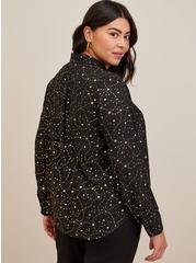 Madison Georgette Button-Up Long Sleeve Shirt, BLACK GALAXY, alternate
