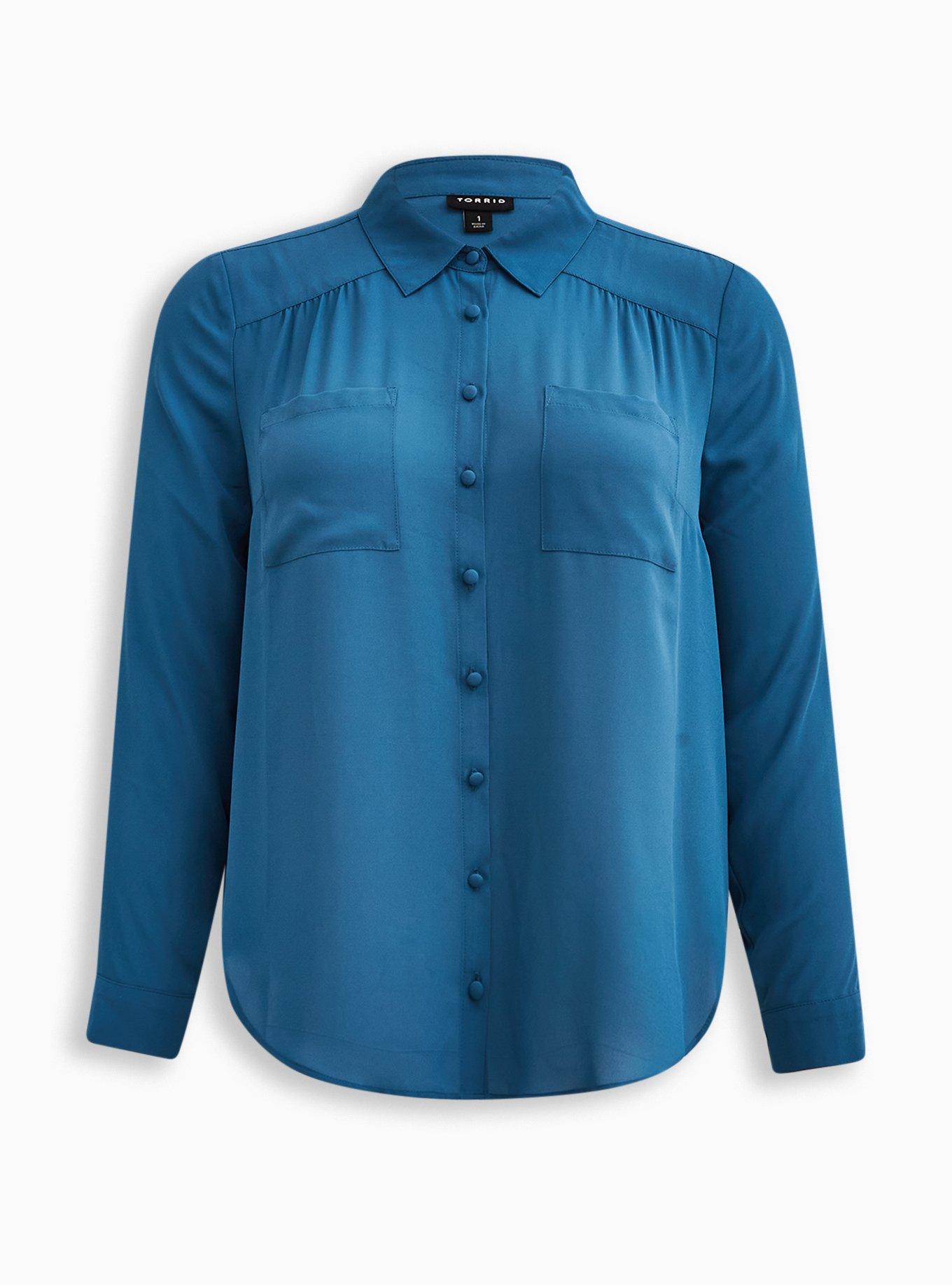 Plus Size - Madison Georgette Button-Up Long Sleeve Shirt - Torrid