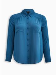 Madison Georgette Button-Up Long Sleeve Shirt, MIDNIGHT BLUE, hi-res