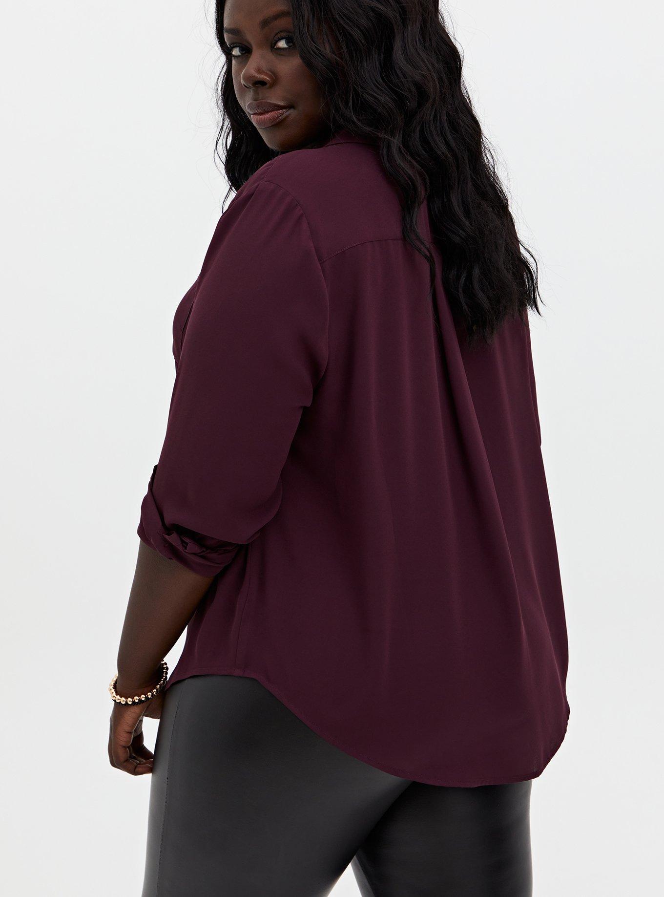 Plus Size - Madison Georgette Button-Up Long Sleeve Shirt - Torrid