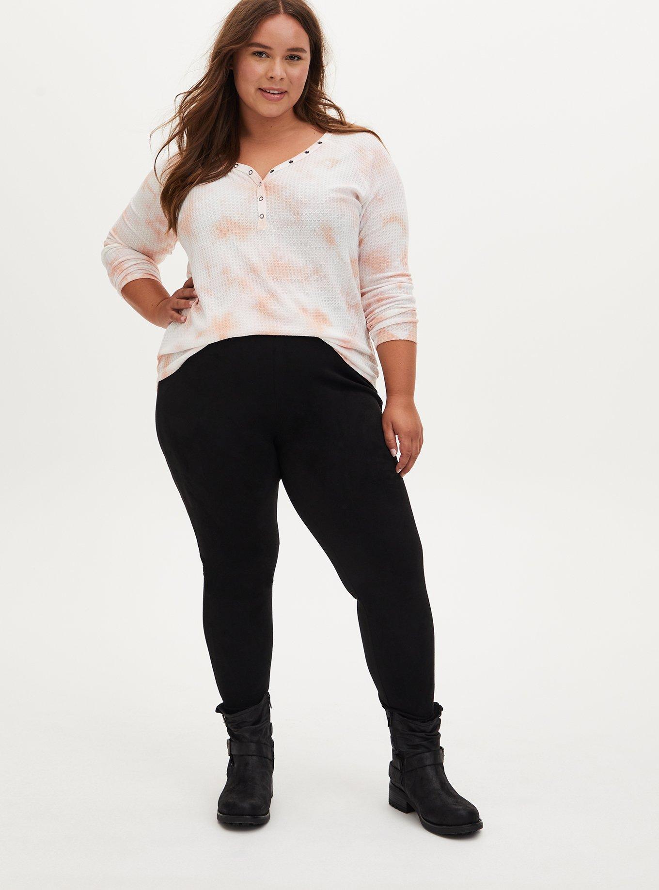 Plus Size Lace-Up Faux Suede Leggings