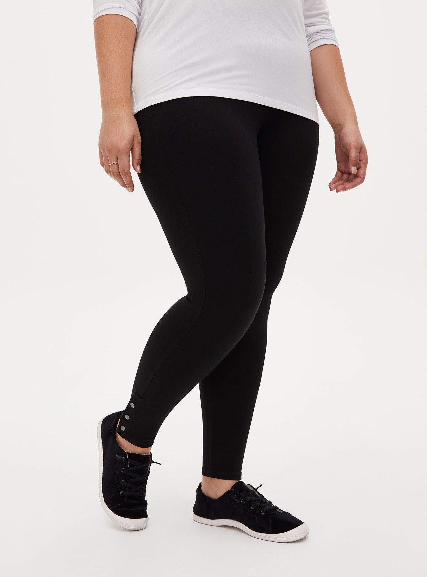 Platinum Legging - Ponte Snap-Button Hem Black, BLACK, alternate