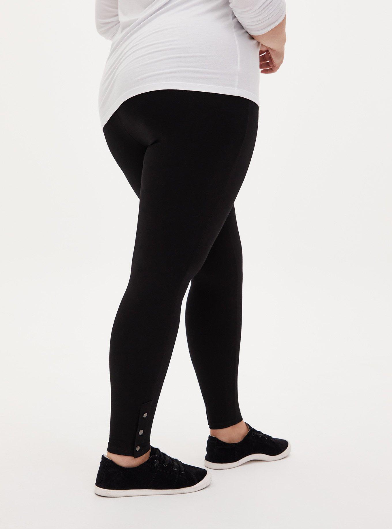 Platinum Legging - Ponte Snap-Button Hem Black, BLACK, alternate