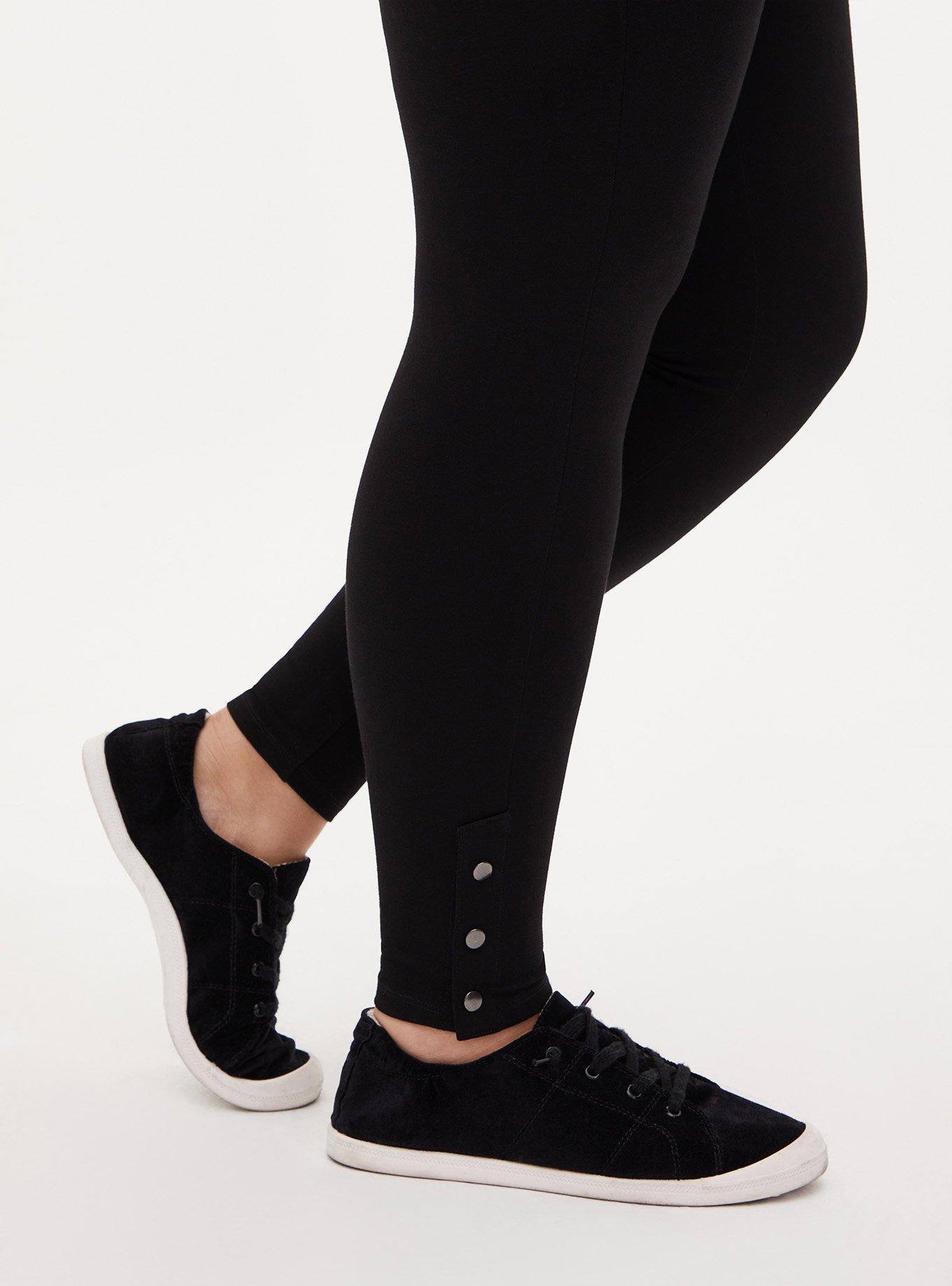 Platinum Legging - Ponte Snap-Button Hem Black, BLACK, alternate