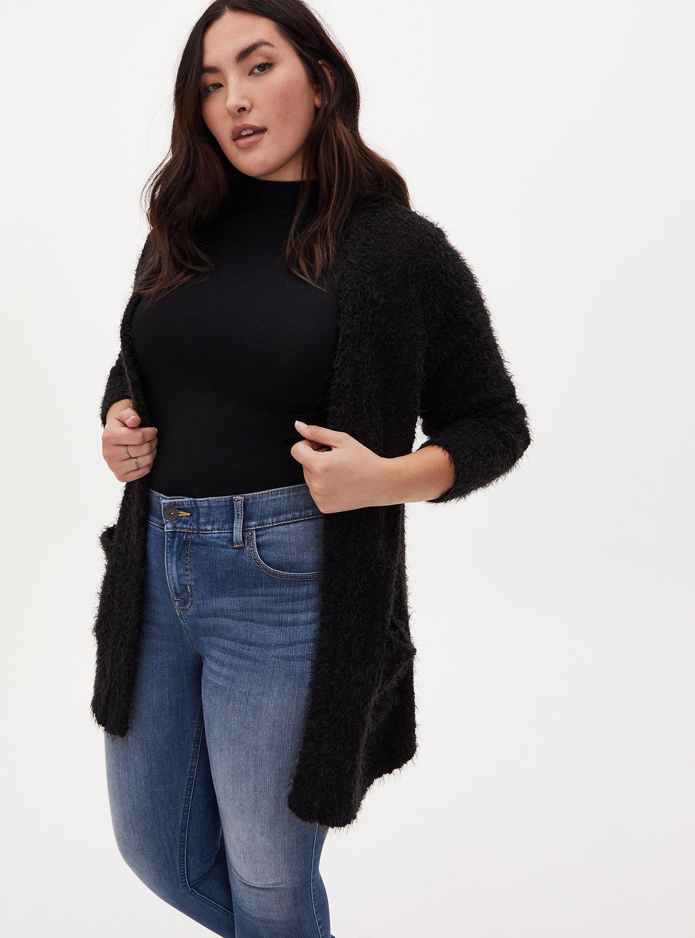 Fuzzy popcorn knit cardigan deals