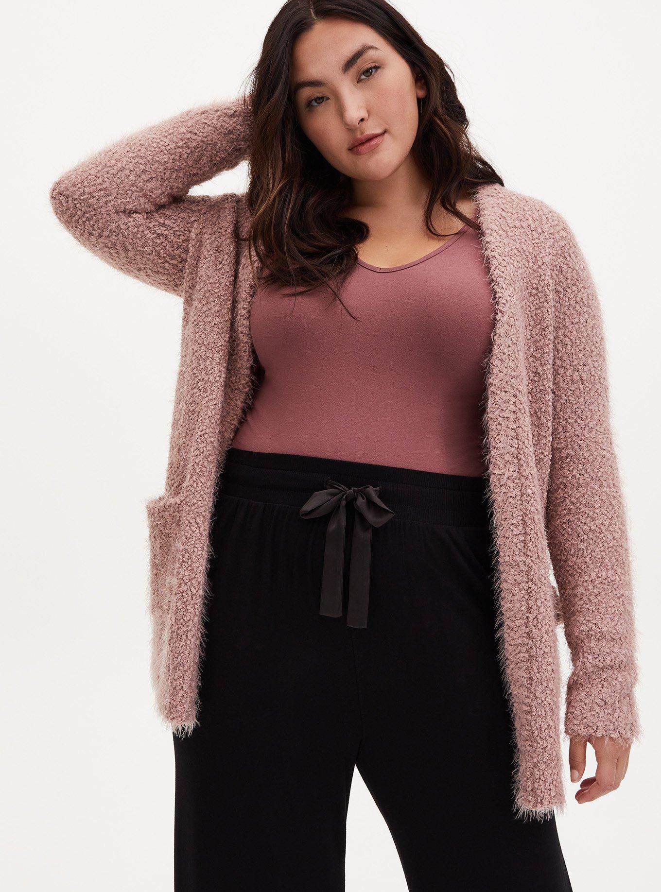 Women's fuzzy hot sale cardigan sweater