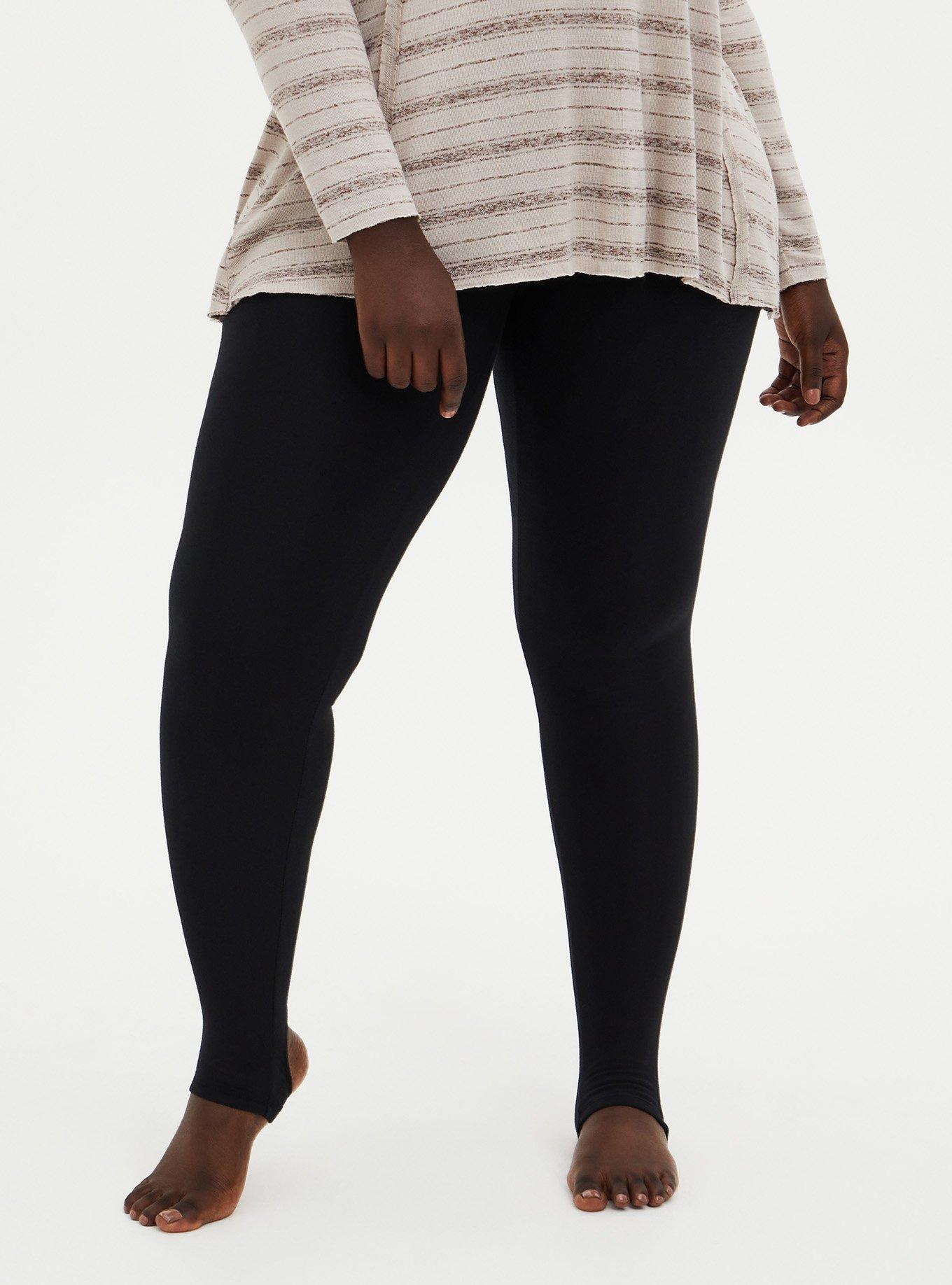 Plus Size Platinum Stirrup Leggings Fleece Lined Black Torrid