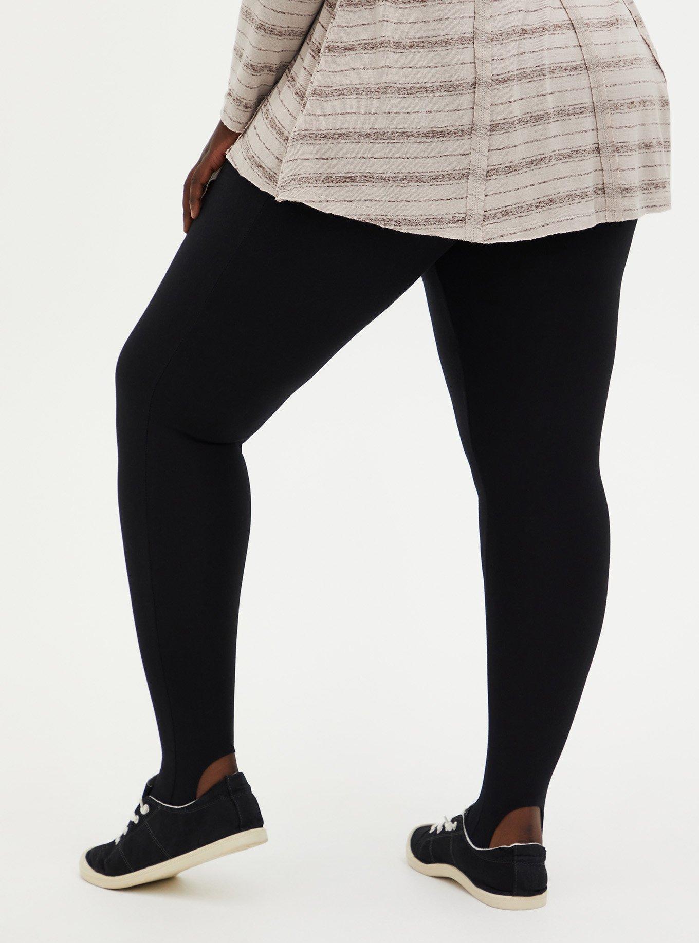 Plus Size - Platinum Stirrup Leggings - Fleece Lined Black - Torrid