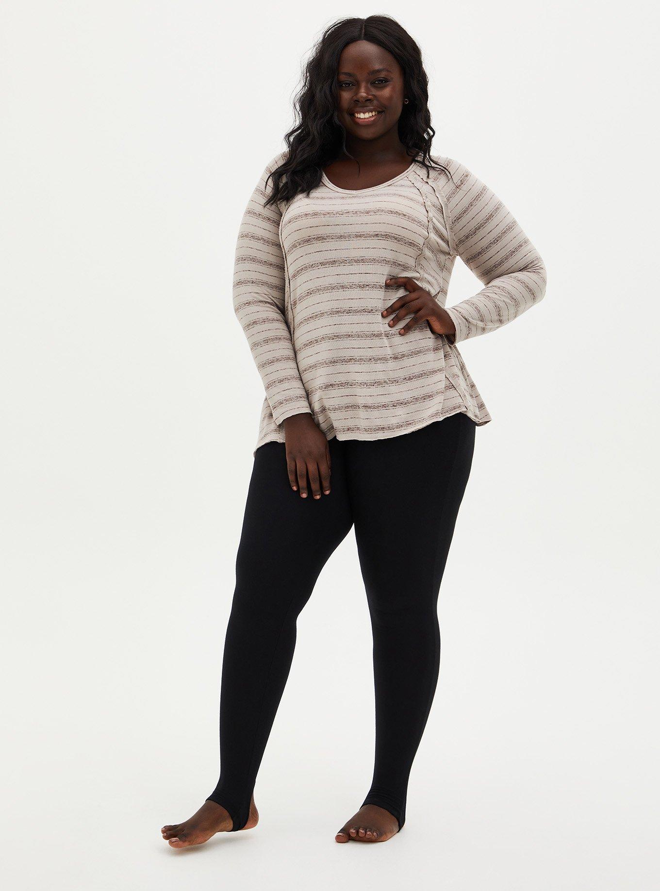 Plus Size - Platinum Stirrup Leggings - Fleece Lined Black - Torrid