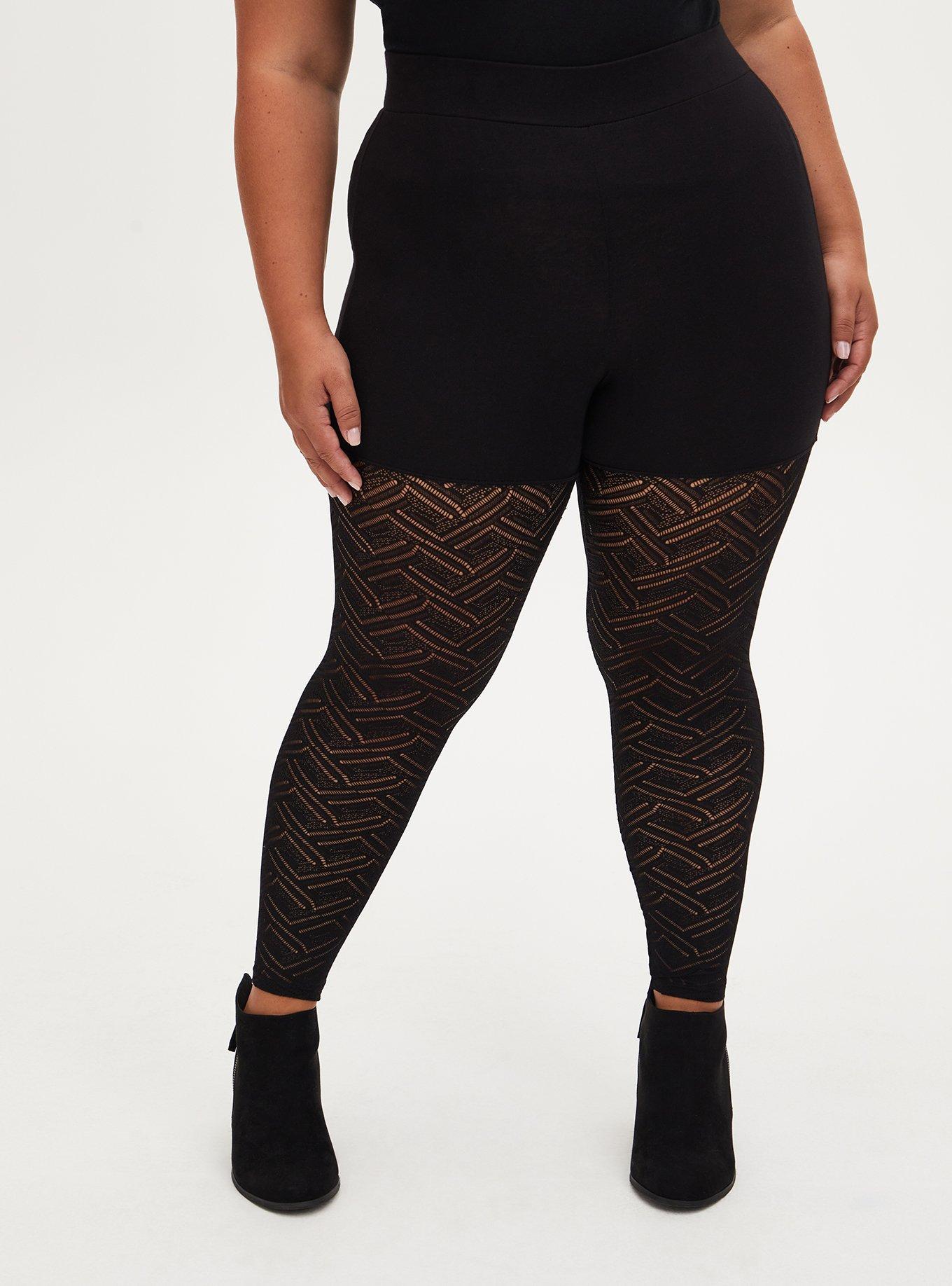 Plus Size - Black Geometric Lace Legging - Torrid