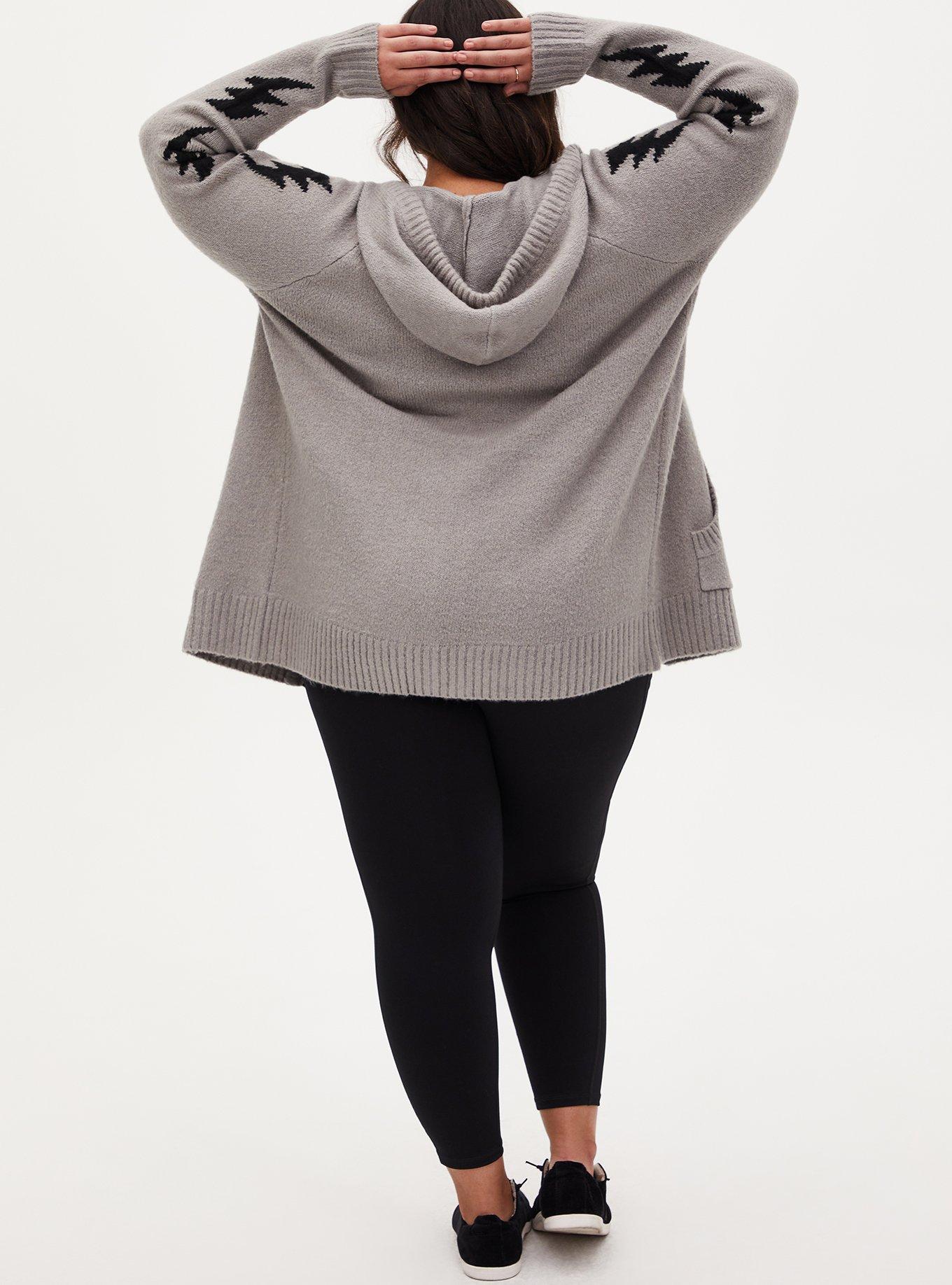 Light Grey Bolt Zip Hooded Cardigan, HEATHER GREY, alternate