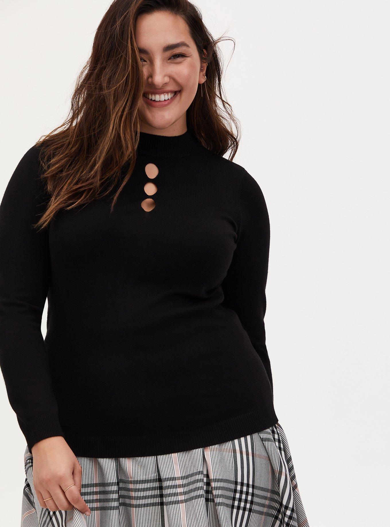 Plus Size Pullover Mock Neck Keyhole Sweater Torrid