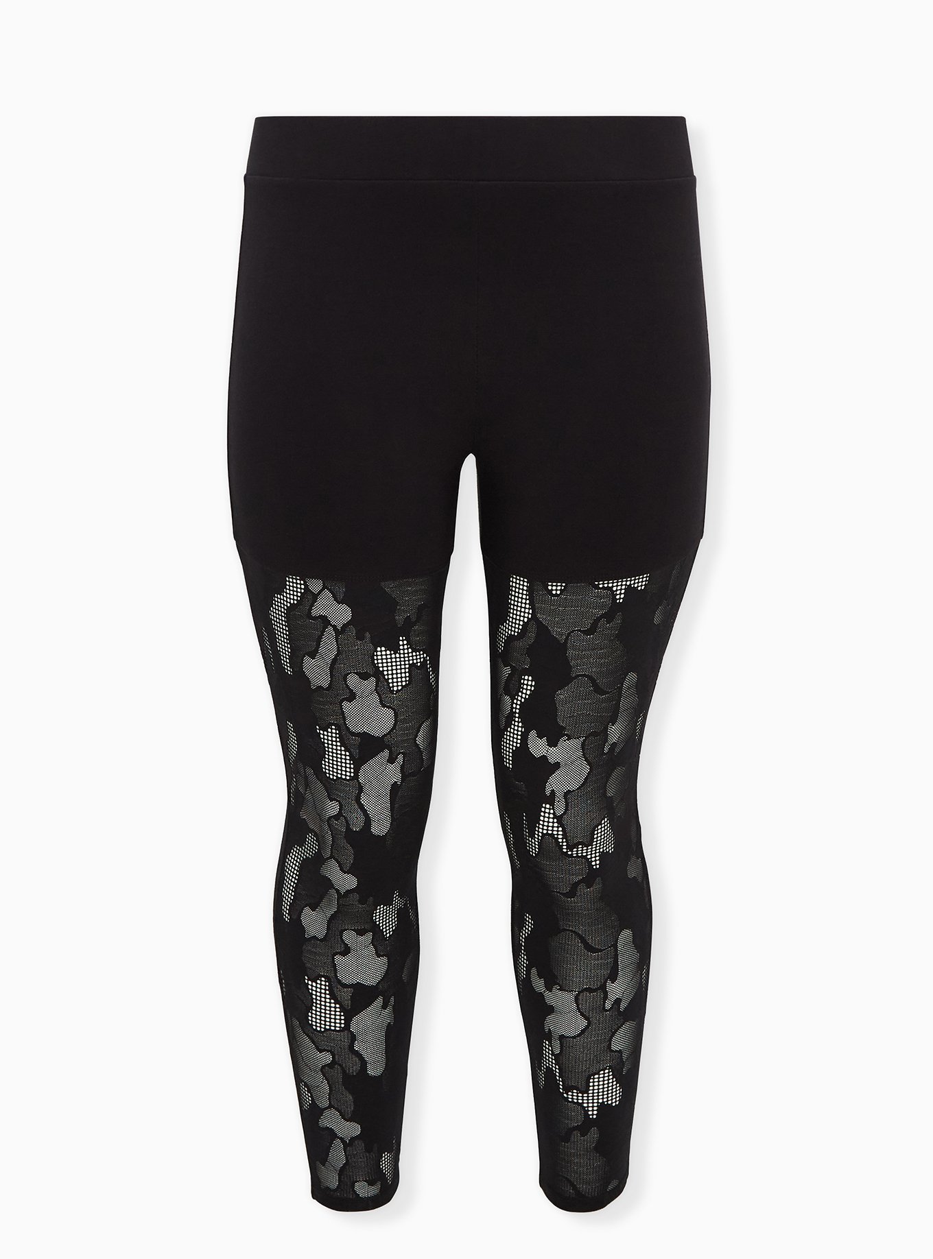 Plus Size - Premium Legging - Mesh & Fishnet Camo Black - Torrid