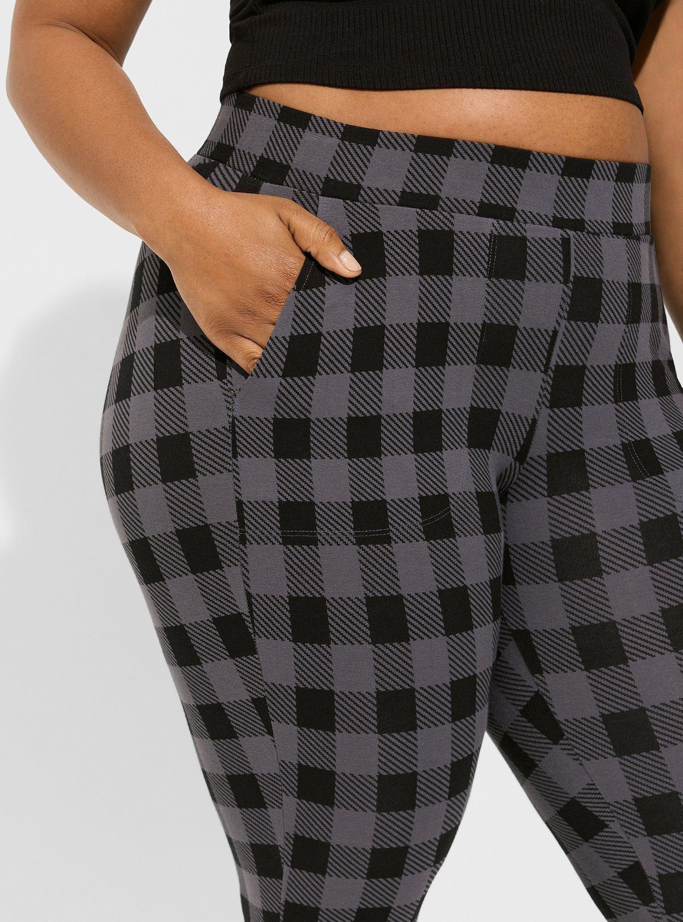 Brushed Soft Black and White Houndstooth Leggings 3X-5X