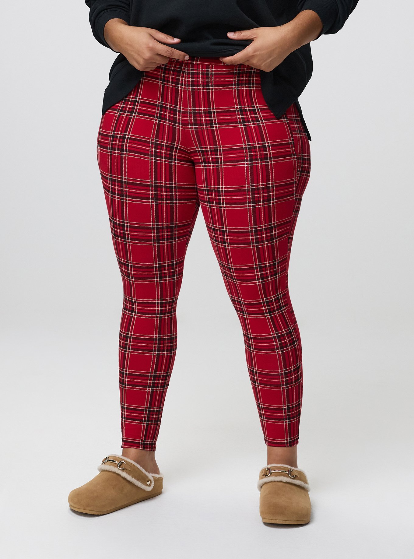 Full-Length Pocket Legging, SHALL WE PLAID RED, alternate