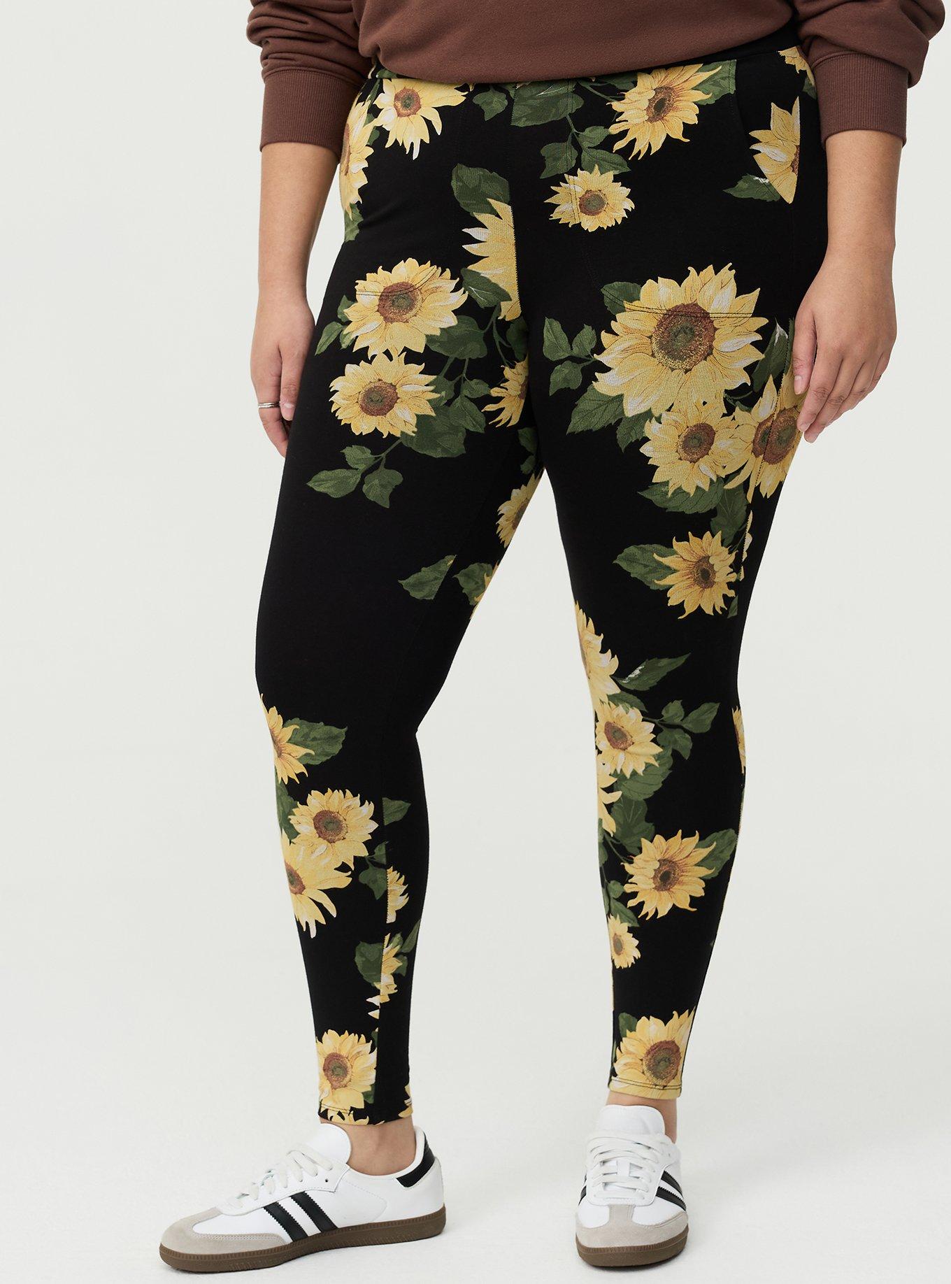 Full-Length Pocket Legging, CLASSIC SUNFLOWERS FLORAL BLACK, alternate